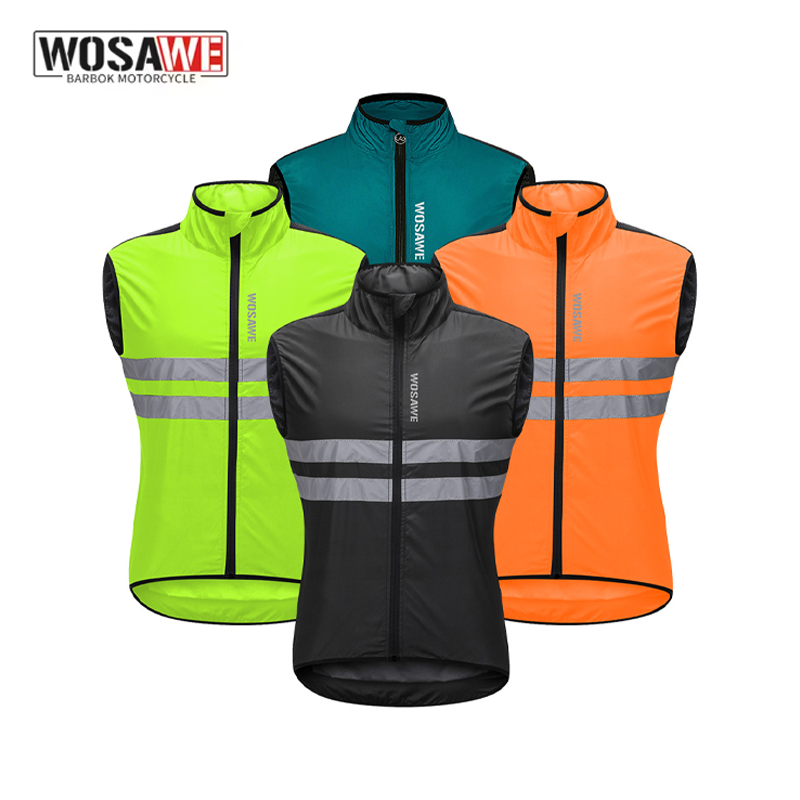 Reflective Cycling Vest - WOSAWE 남성용 사이클링 윈드브레이커 조끼 경량