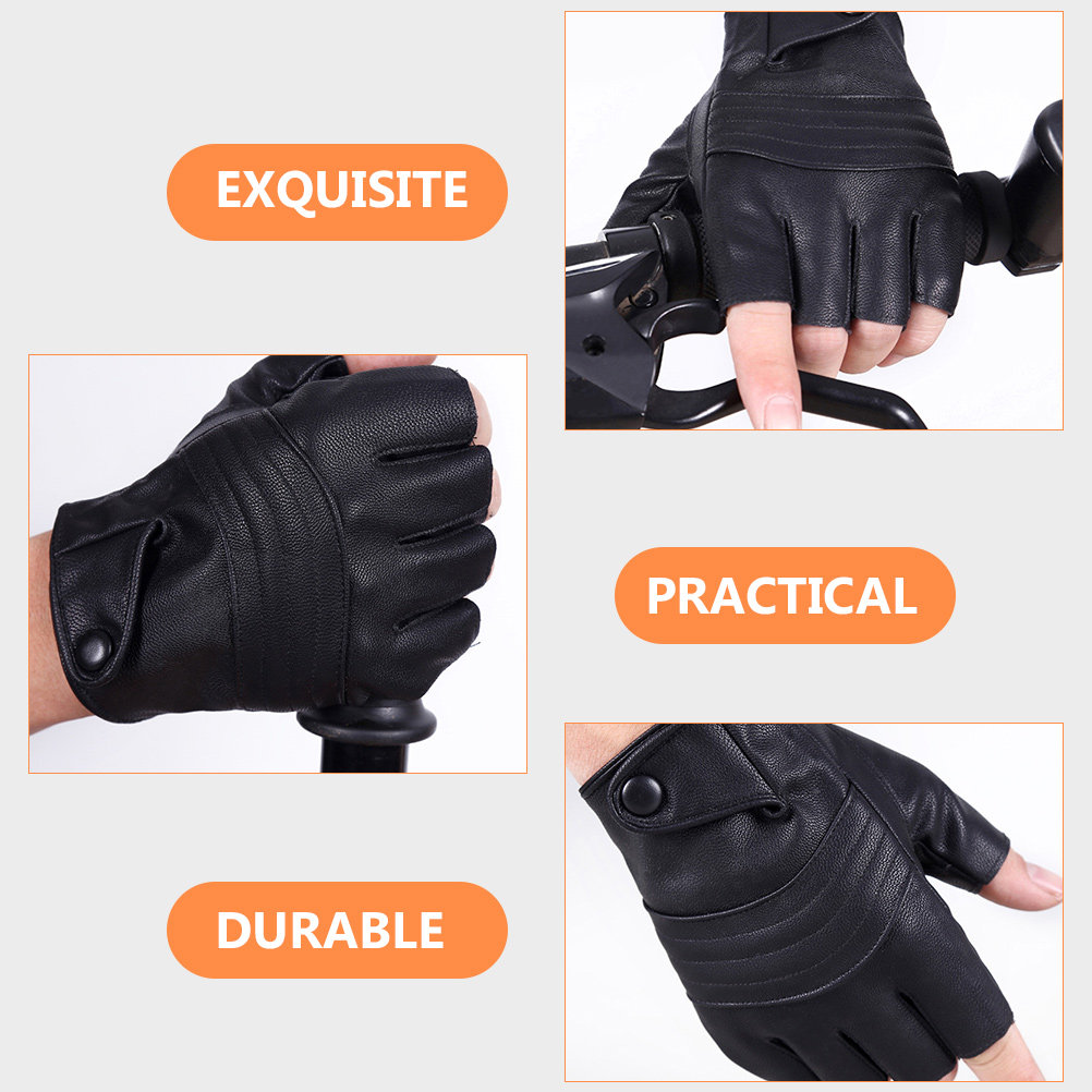 Cycling Gear Black - 남성용 블랙 핑거리스 장갑 1쌍, 하프